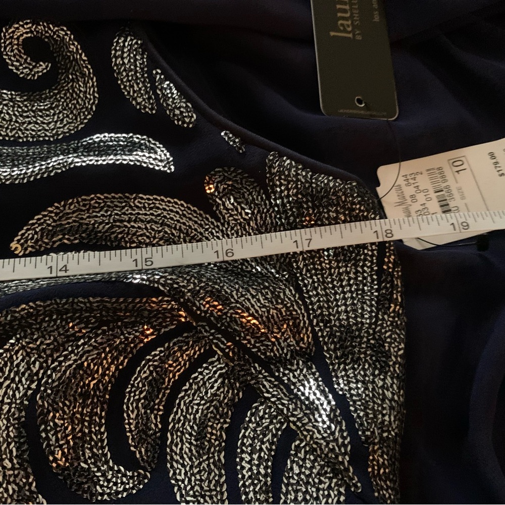 NEW Laundry By Shelli Segal Navy & Silver Dress - Picture 12 of 12